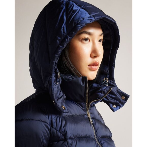 Ted Baker Aliciee Quilted Navy Belted Coat - Size 0/2 US - New with Tags - Picture 6 of 13